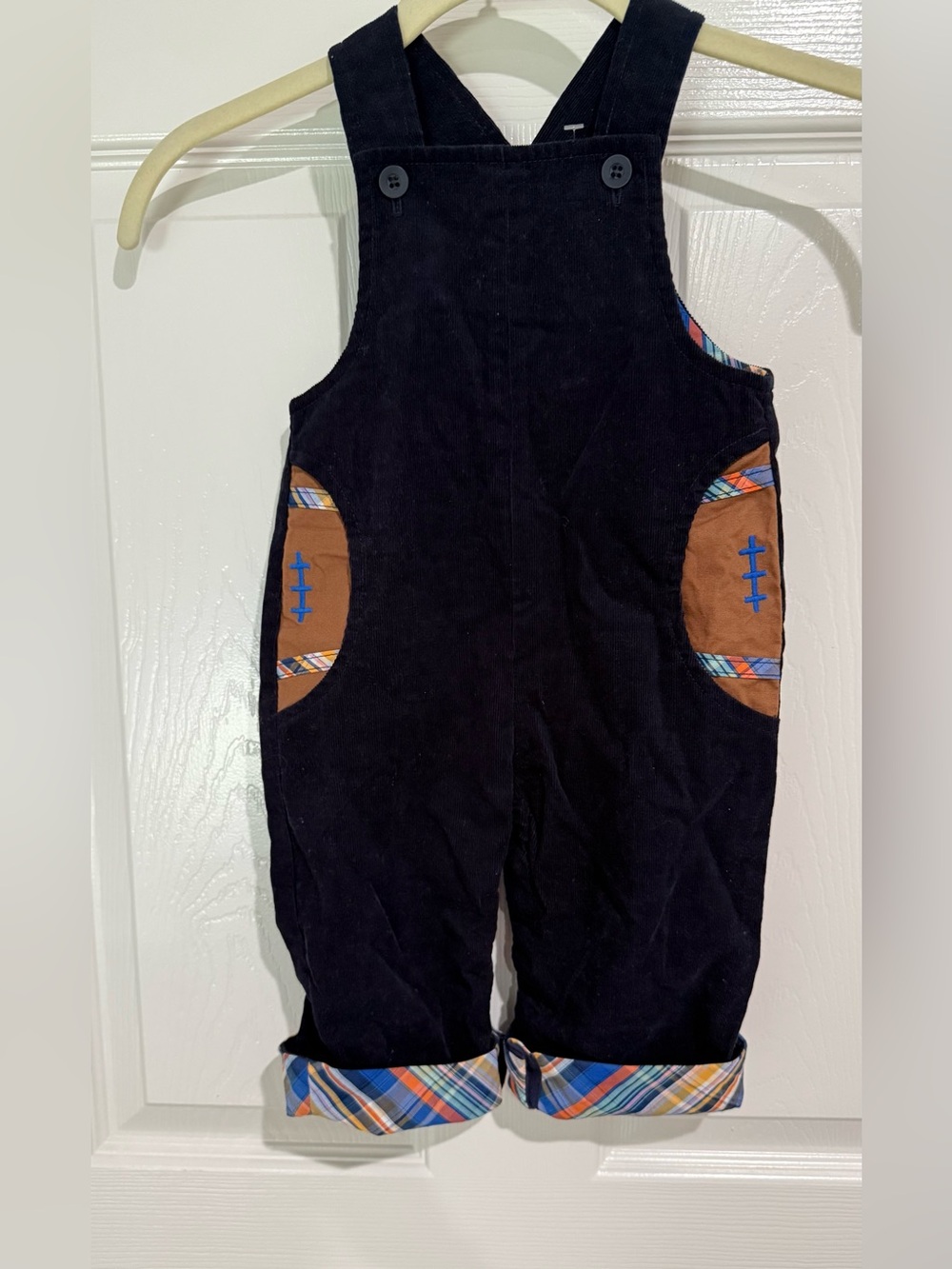 Florence Eiseman navy blue label with yellow and blue sailboat embroidery